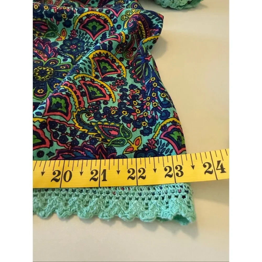 American & Beyond Caftan Dress/Swim Cover Teal Paisley Size M Festival, Resort